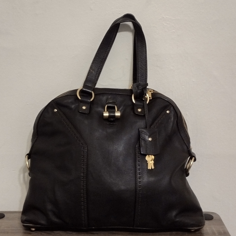 YSL Sac Muse Chocolate Leather Tote Bag